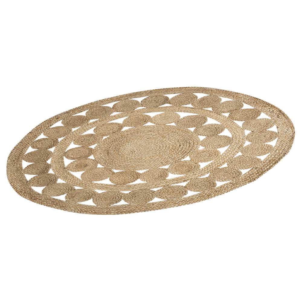 Tapis d'intérieur rond Surate naturel 4 pi VERTUO