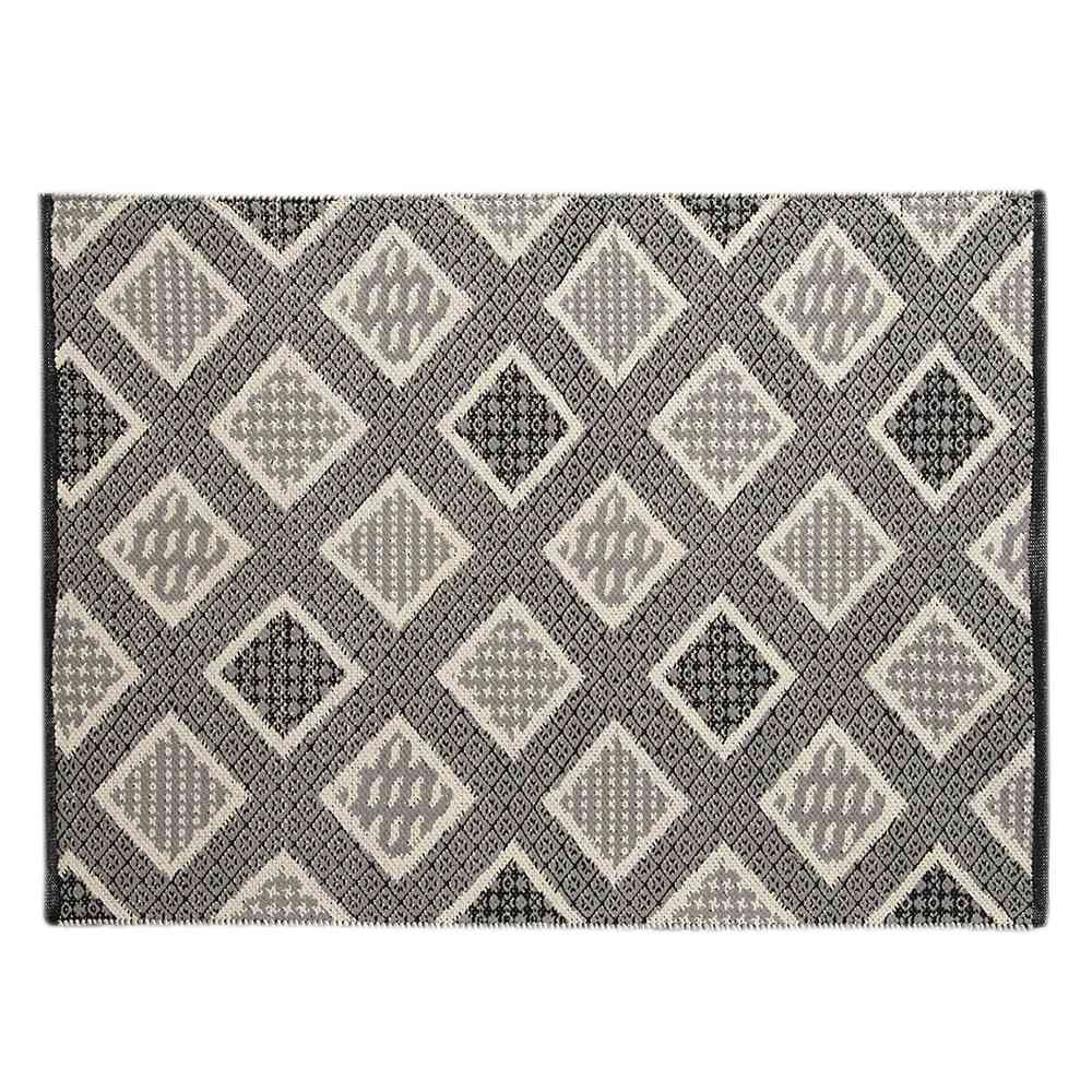 Tapis d'intérieur en coton Manille gris noir et naturel 3 pi x 4 pi VERTUO