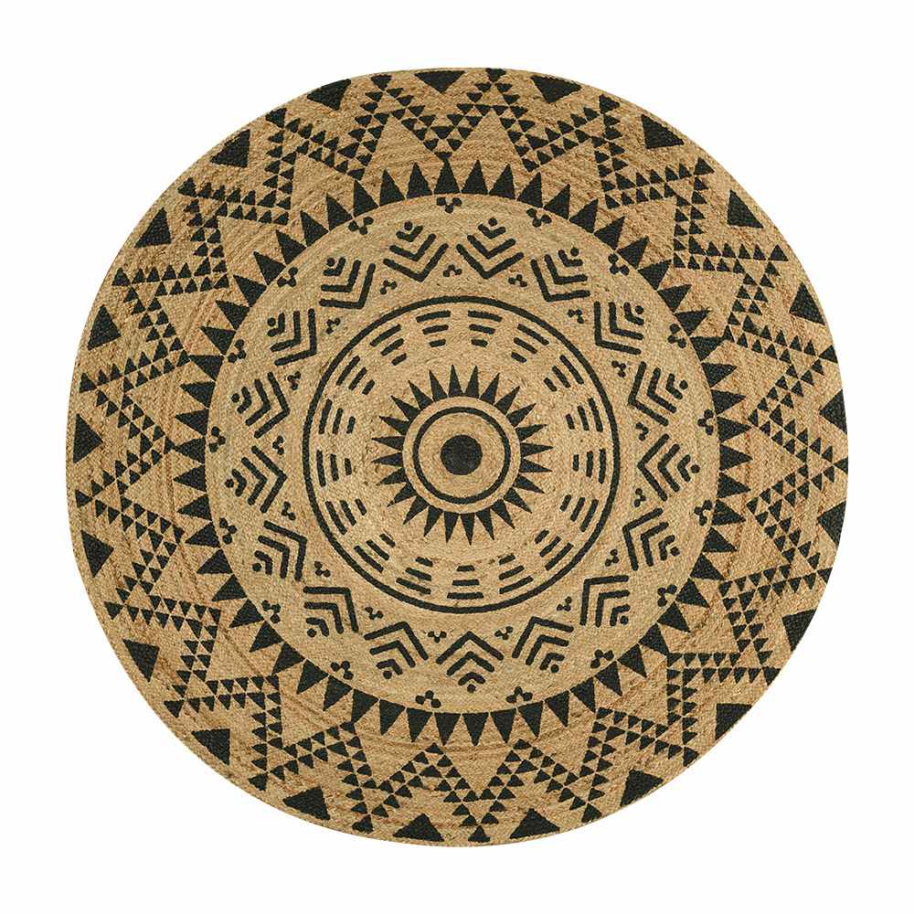 VERTUO Round Madhya Interior Rug 5 ft. 3 in. Black and Natural