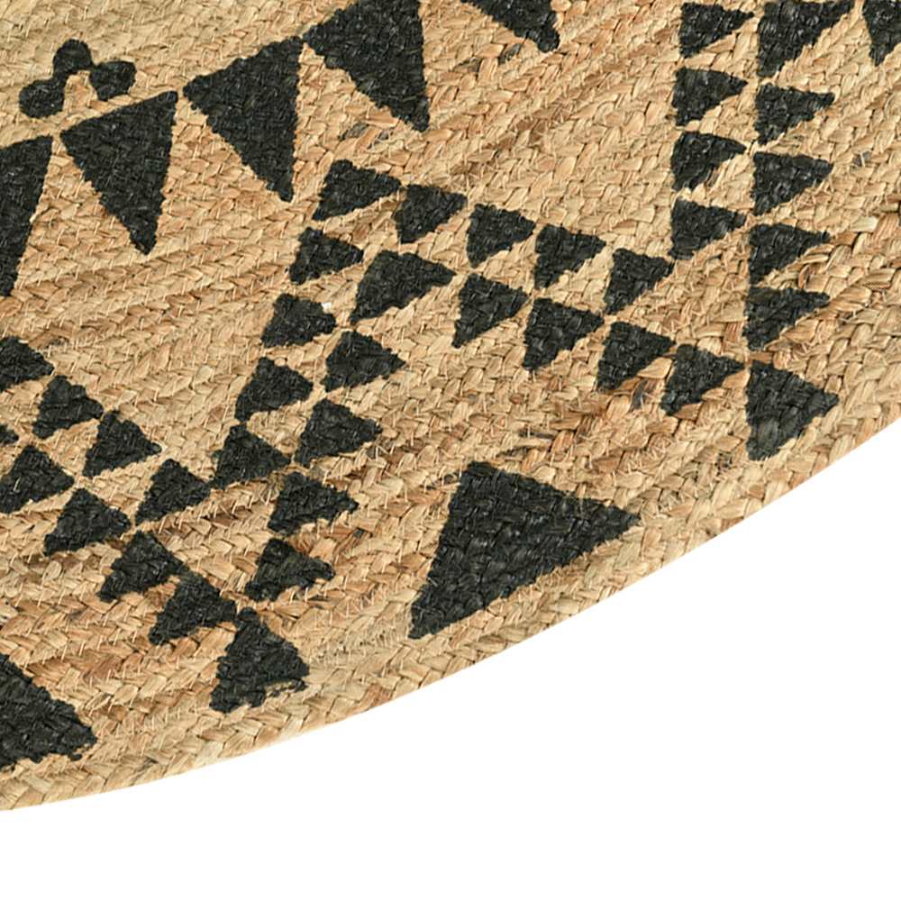 Tapis d'intérieur rond Madhya naturel et noir 5 pi 3 po VERTUO
