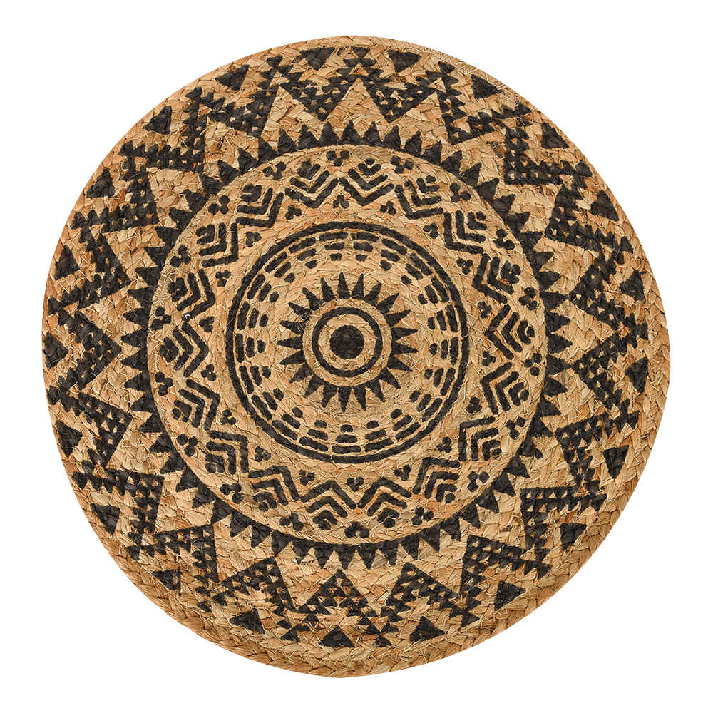 Napperon rond à motifs naturel et noir 15&nbsp;po VERTUO