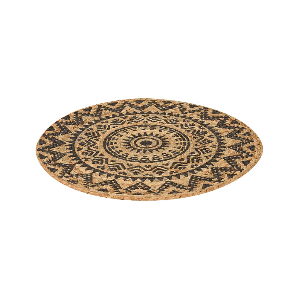 Napperon rond à motifs naturel et noir 15&nbsp;po VERTUO