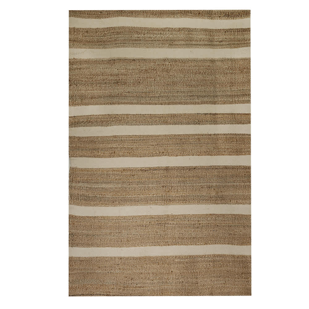 Tapis d'intérieur en coton et jute rayures naturel 5 pi x 7 pi VERTUO