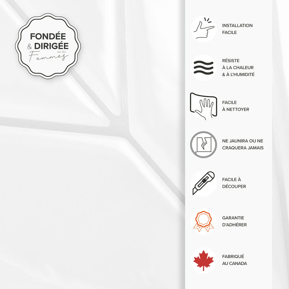 Tuiles adhésives Chevron blanc 22&nbsp;9/16&nbsp;po x 11&nbsp;9/16&nbsp;po Pqt/2 SMART TILES