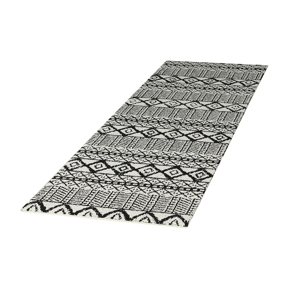 Tapis d'intérieur Yali tribal ivoire et noir 2 pi x 6 pi