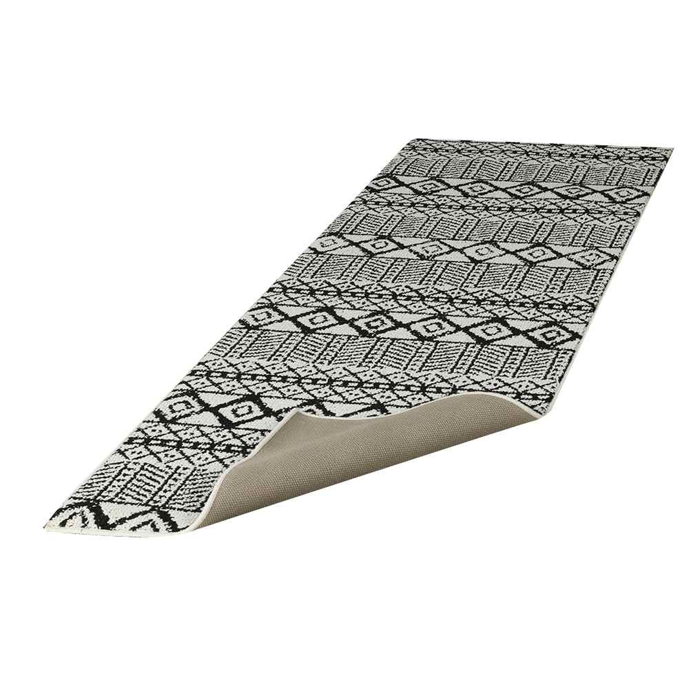 Tapis d'intérieur Yali tribal ivoire et noir 2 pi x 6 pi