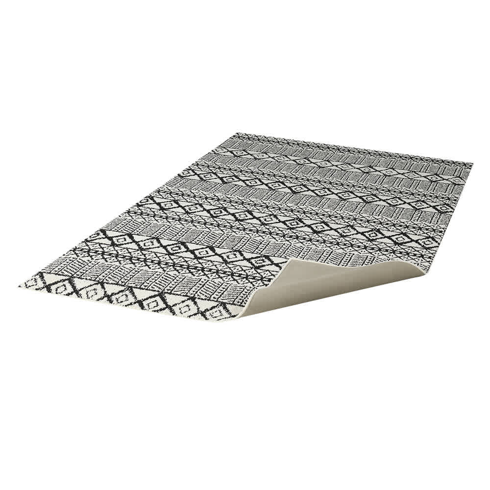 Tapis d'intérieur Yali tribal ivoire et noir 4 pi x 6 pi