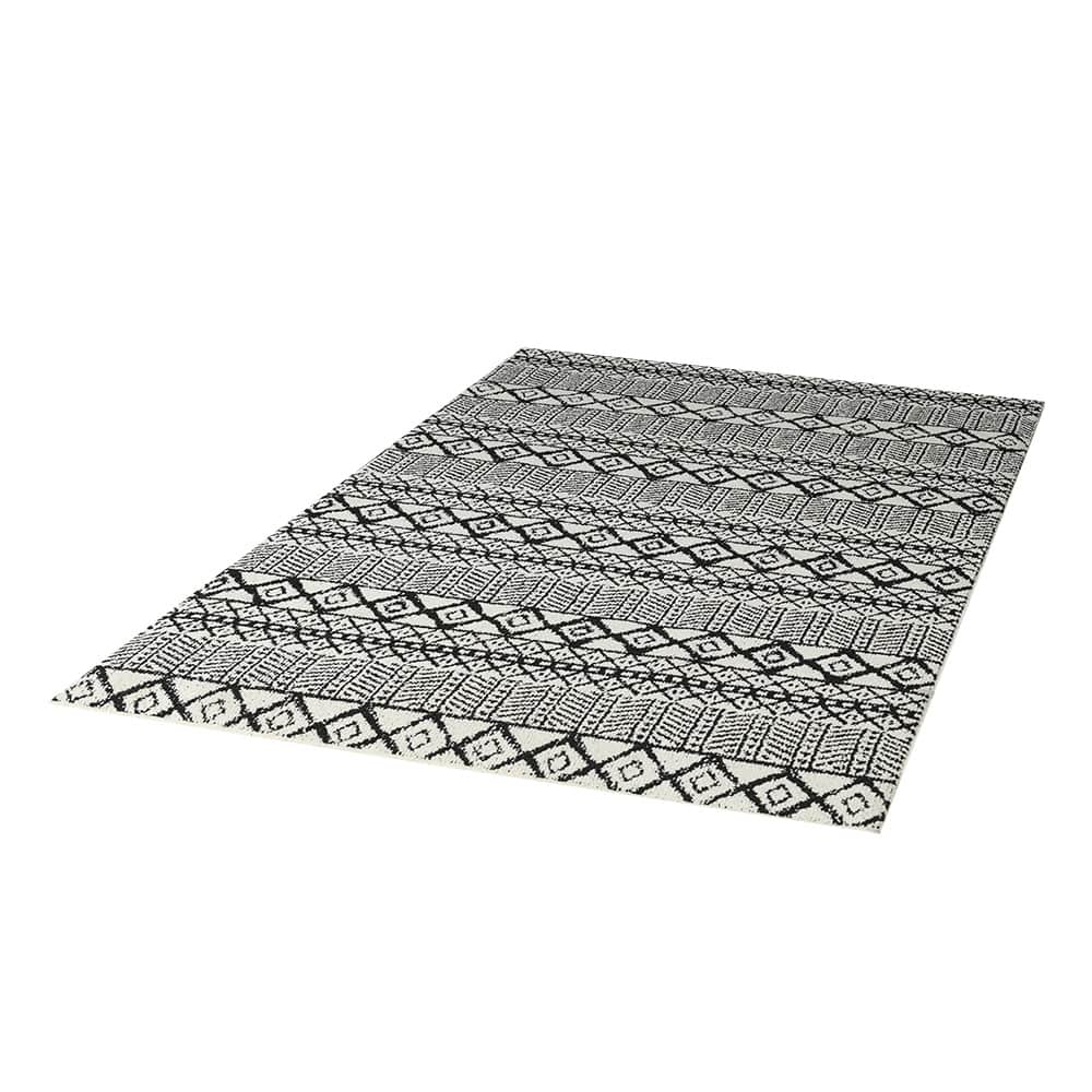 Tapis d'intérieur Yali tribal ivoire et noir 4 pi x 6 pi