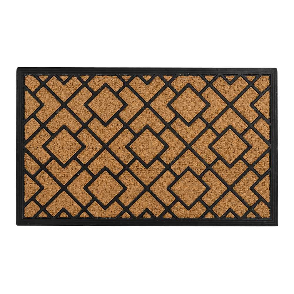 VERTUO Geo Exterior Rubber Mat 18 in. x 30 in. Black and Natural