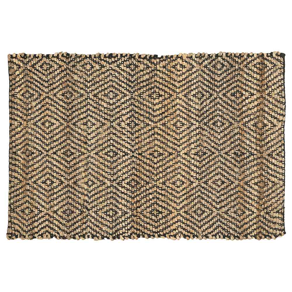 Tapis d'intérieur en jute losanges naturel et noir 2 pi x 3 pi VERTUO