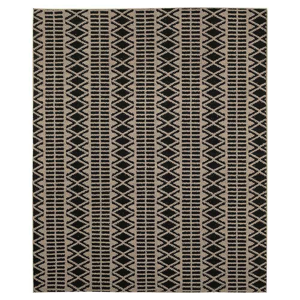 Tapis d'intérieur Aztec noir et beige 5 pi x 6 pi
