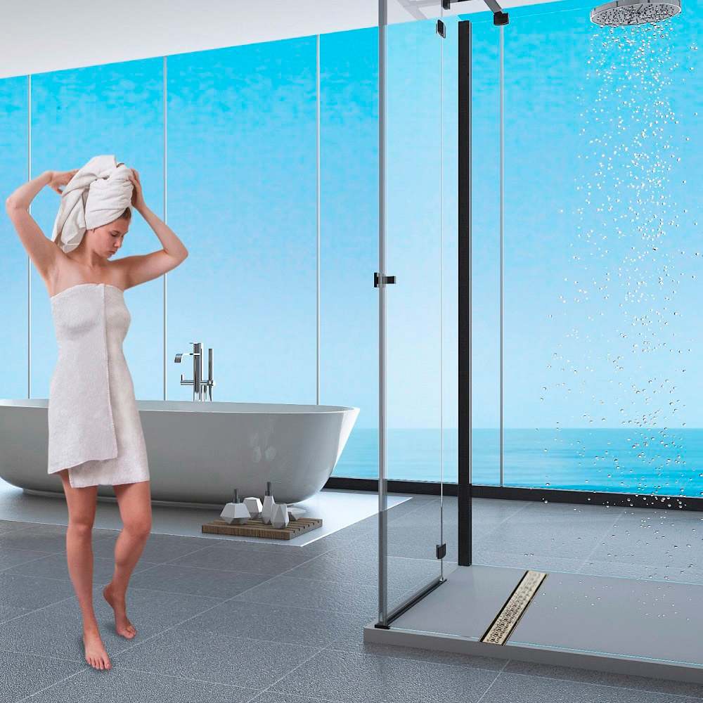 Drain linéaire 2-en-1 noir 24&nbsp;po