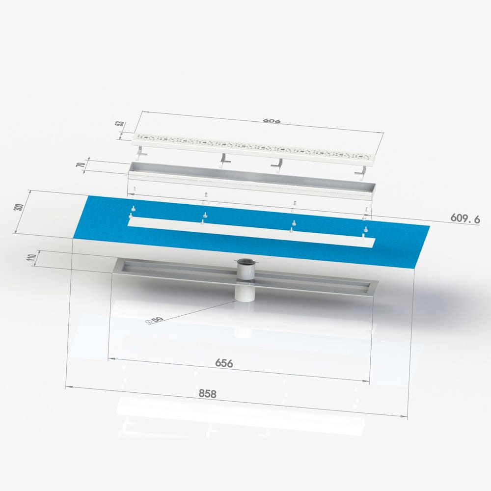 2-in-1 Linear Shower Drain 24&nbsp;in. Nickel
