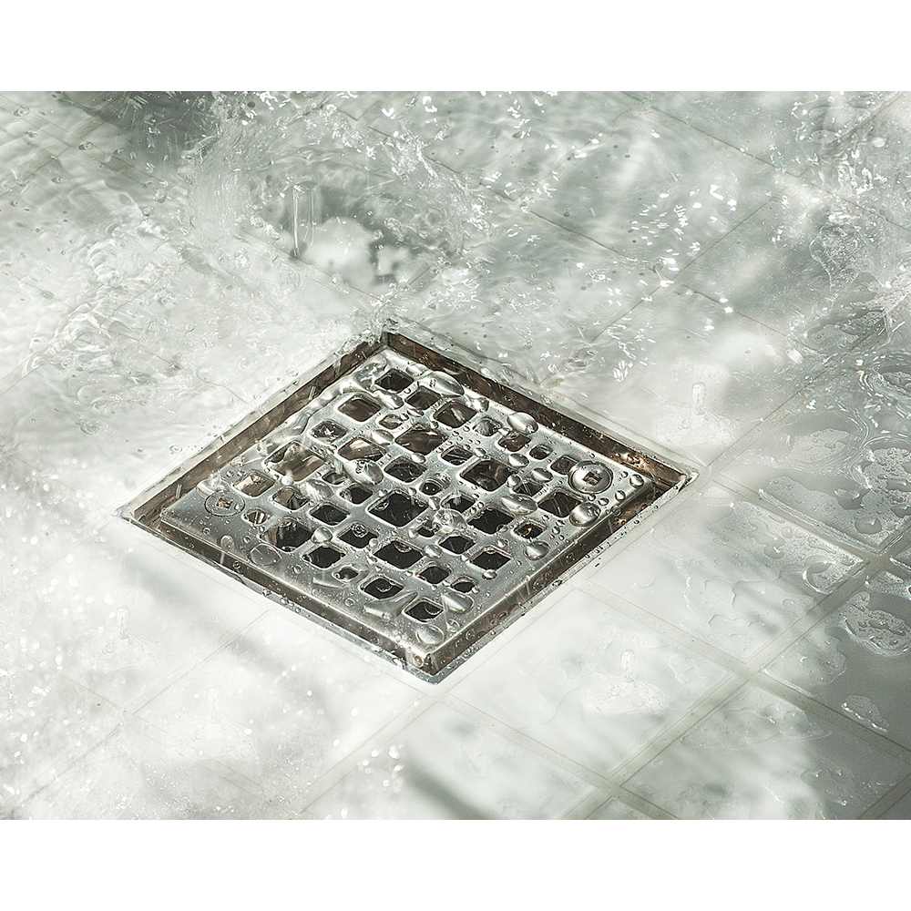 Drain ABS 2-en-1 nickel 4&nbsp;po&nbsp;x&nbsp;4&nbsp;po