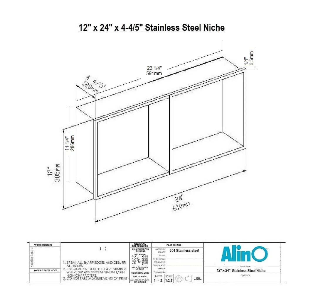 Stainless Steel Niche 12&nbsp;in.&nbsp;x&nbsp;24&nbsp;in. Nickel