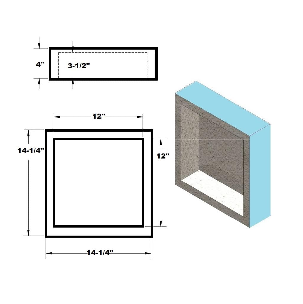 Niche de douche étanche 12&nbsp;po&nbsp;x&nbsp;12&nbsp;po