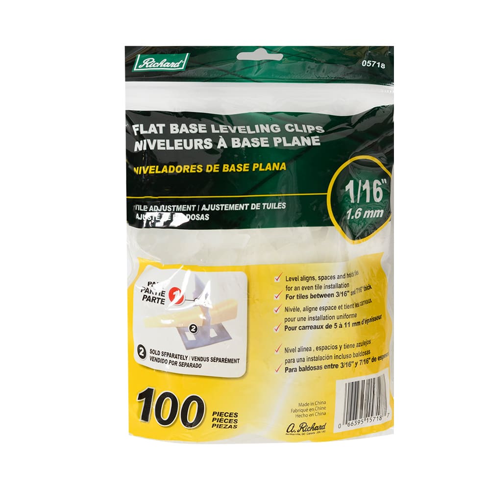 Attaches de nivellement de céramique à base droite Pqt/100