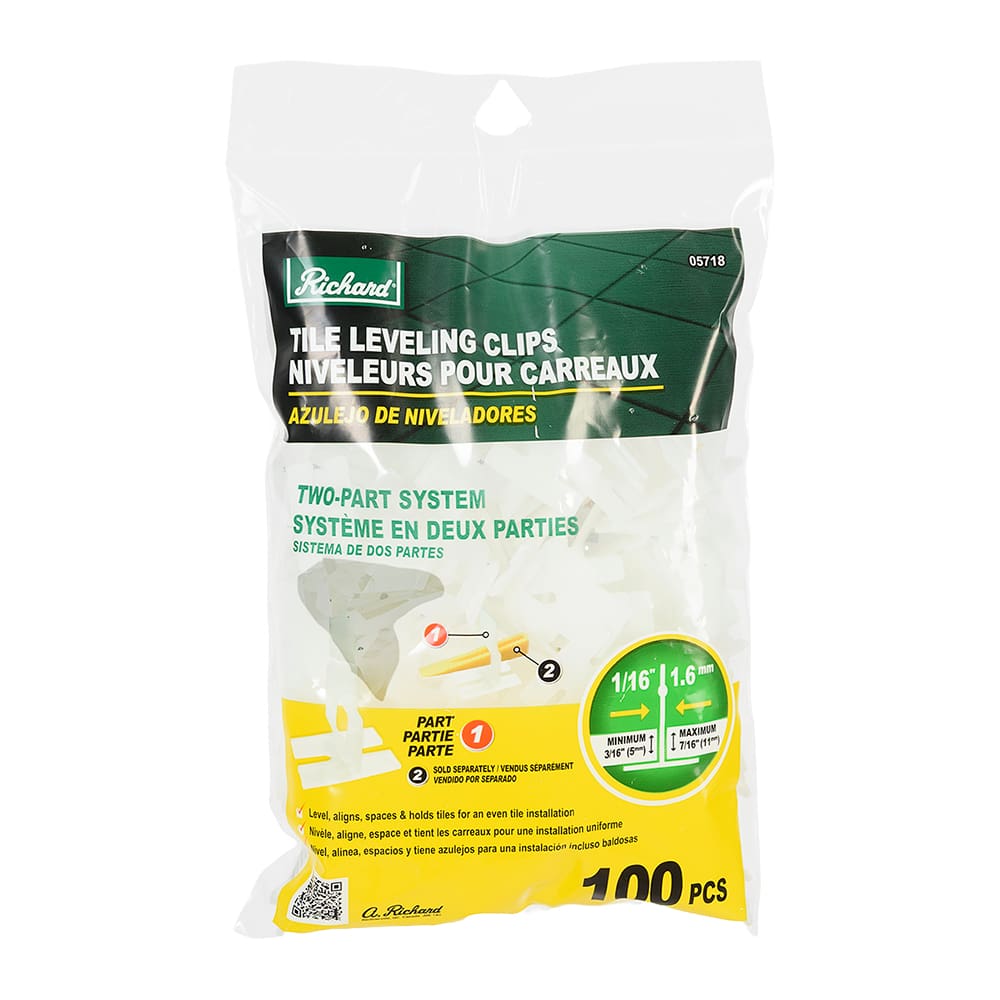 Flat Base Tile Levelling Clips Pkg/100