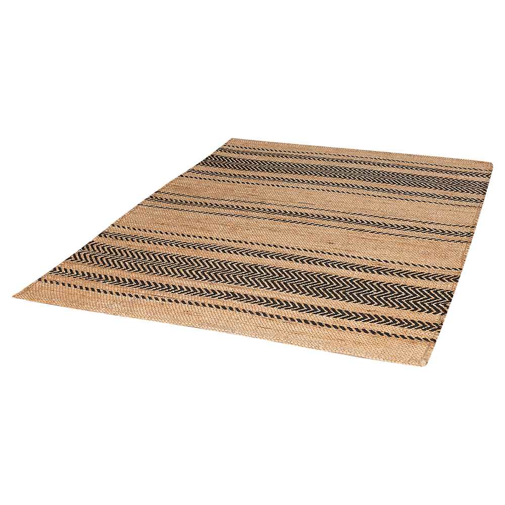 Tapis de jute naturel et noir 4&nbsp;pi&nbsp;x&nbsp;6&nbsp;pi VERTUO