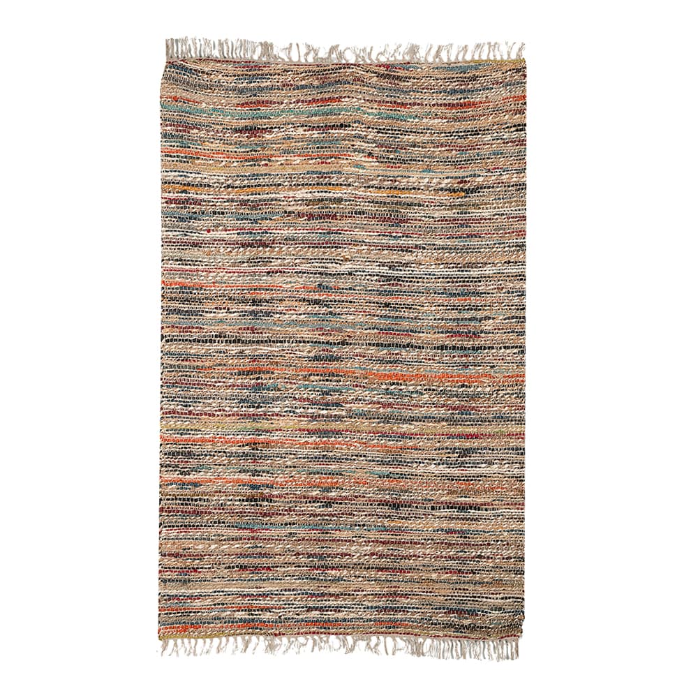 VERTUO Jute Rug Natural and Multicoloured 4 ft. x 6 ft.