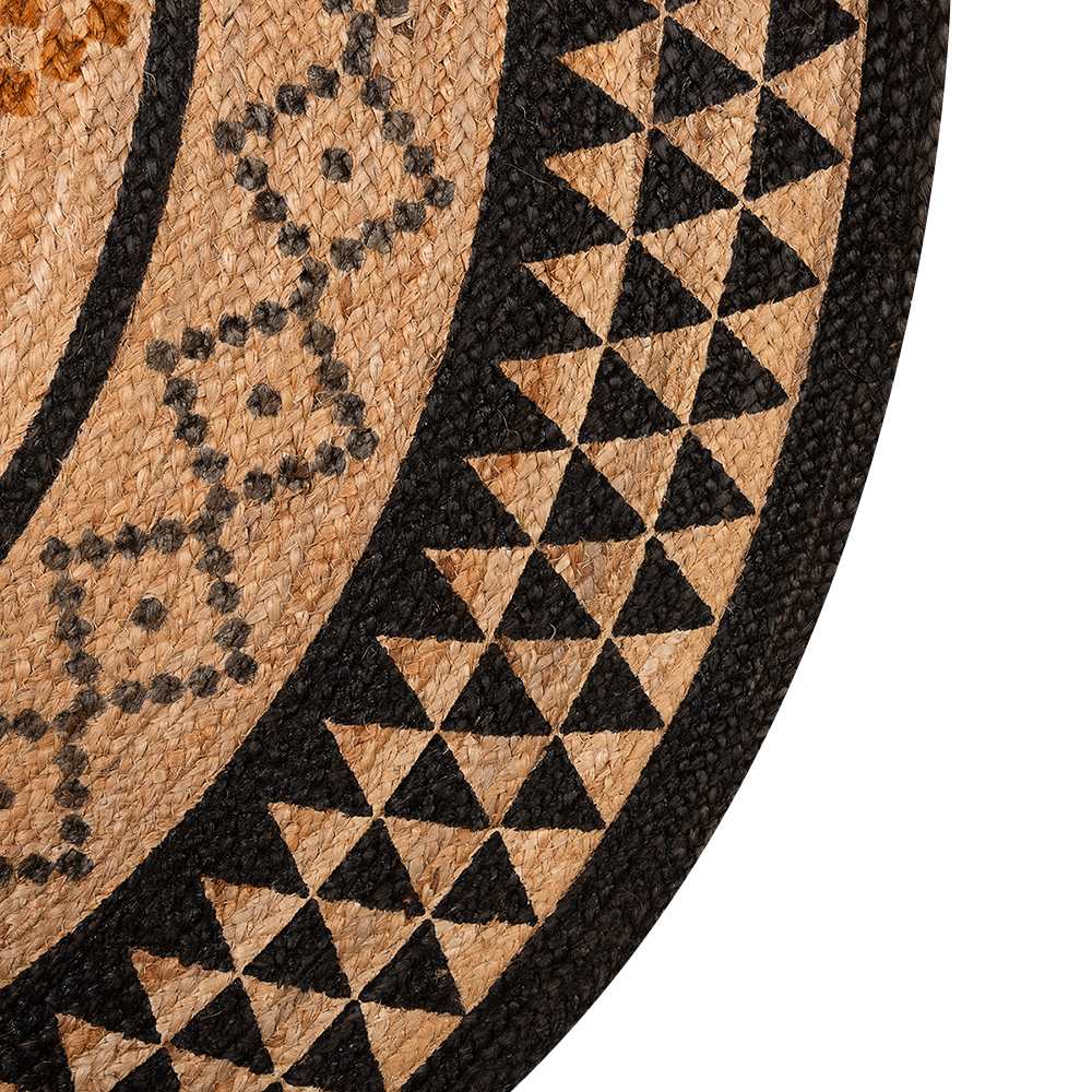 VERTUO Round Jute Rug Natural and Black 5&nbsp;ft.&nbsp;3&nbsp;in.