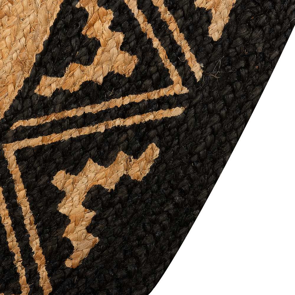 Tapis de jute rond naturel, noir et gris 5&nbsp;pi&nbsp;3&nbsp;po VERTUO