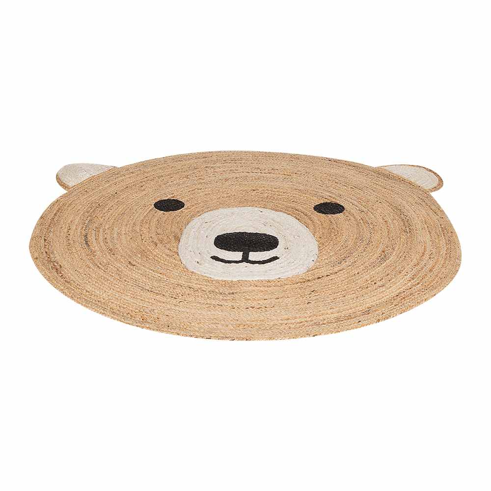 Tapis de jute rond ourson naturel 3&nbsp;pi&nbsp;11&nbsp;po VERTUO