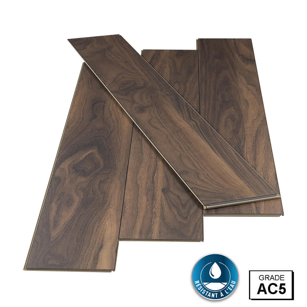 Plancher stratifié 12 mm Aquastop Noyer Rubio