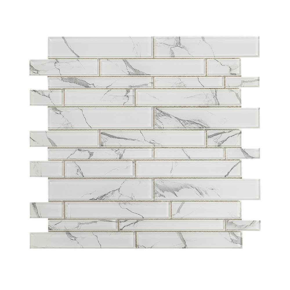 Mosaïque de verre Carrara Blanco 11 5/8 po x 11 3/4 po VERTUO