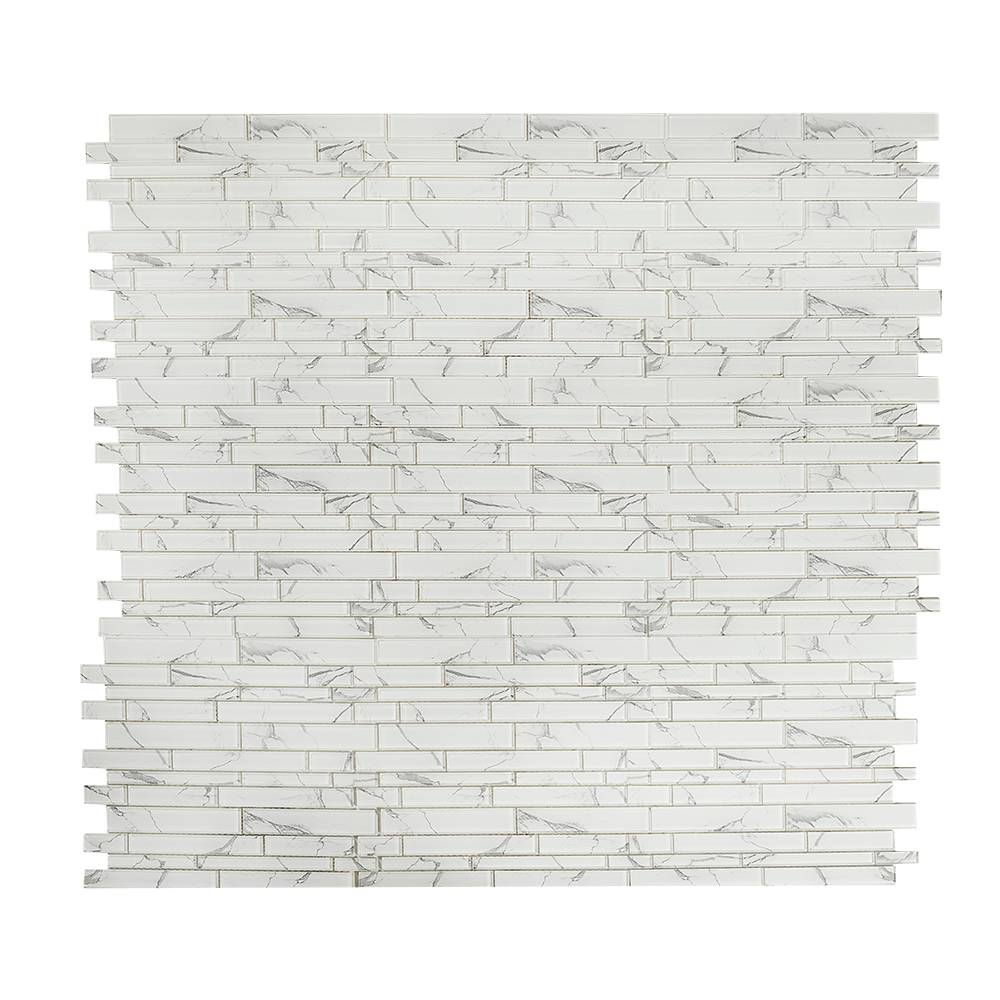Mosaïque de verre Carrara Blanco 11&nbsp;5/8&nbsp;po&nbsp;x&nbsp;11&nbsp;3/4&nbsp;po VERTUO
