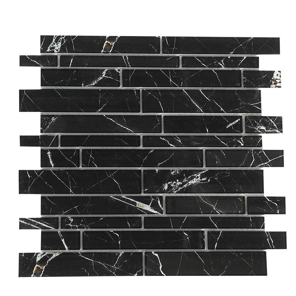 Mosaïque de verre Carrara Nero 11 5/8 po x 11 3/4 po VERTUO