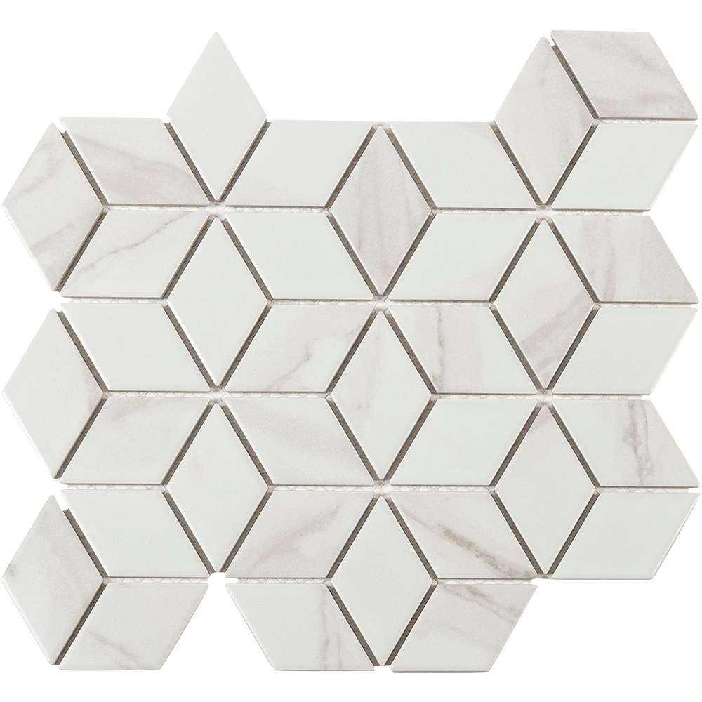 Mosaïque de céramique Cubes Carrara 10 1/2 po x 12 po VERTUO