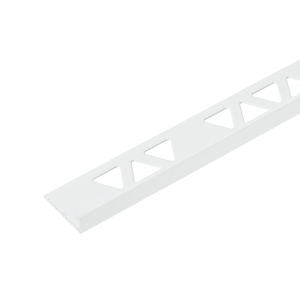 Satin White L-Shaped Ceramic Floor Edging 10&nbsp;mm&nbsp;x&nbsp;8&nbsp;ft