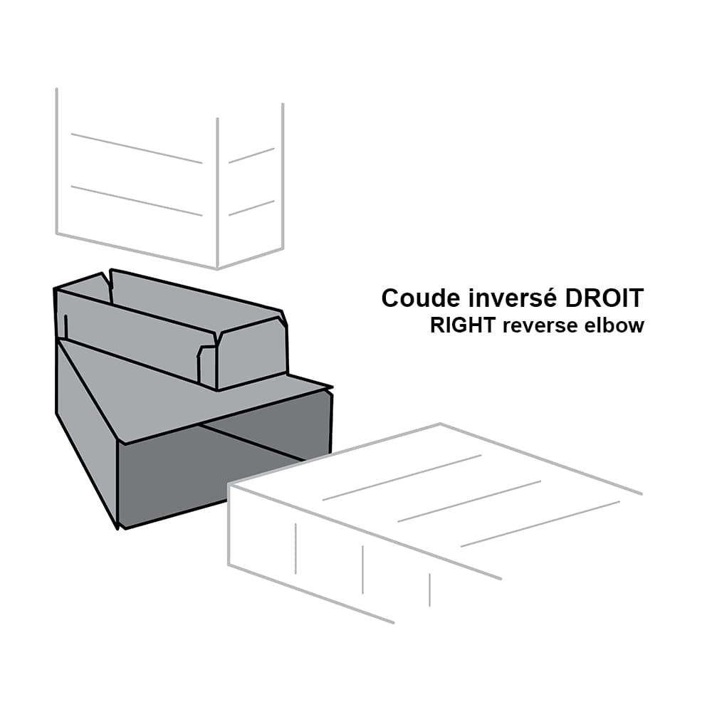 Coude inversé droit 3 1/4 po x 10 po