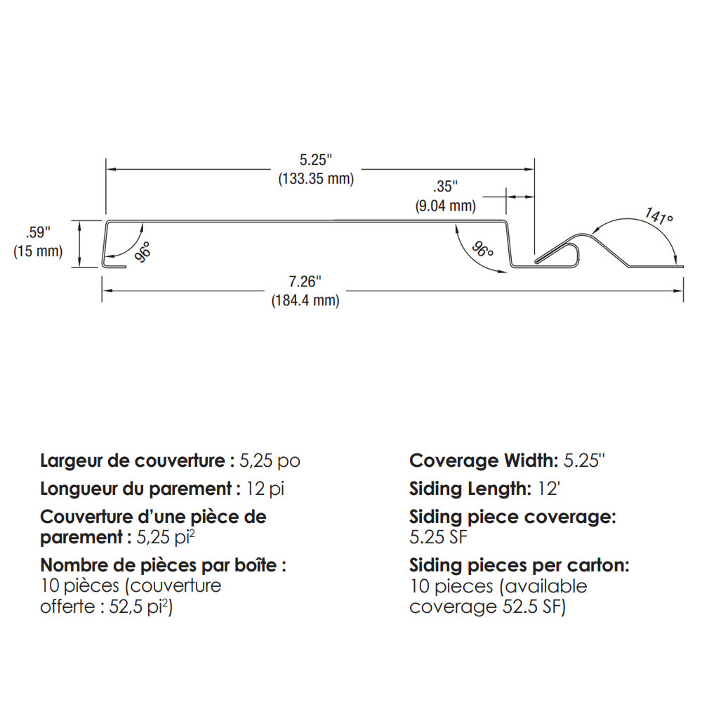 Revêtement en acier Bellara Fini&nbsp;contemporain&nbsp;5&nbsp;1/4&nbsp;po gris régent