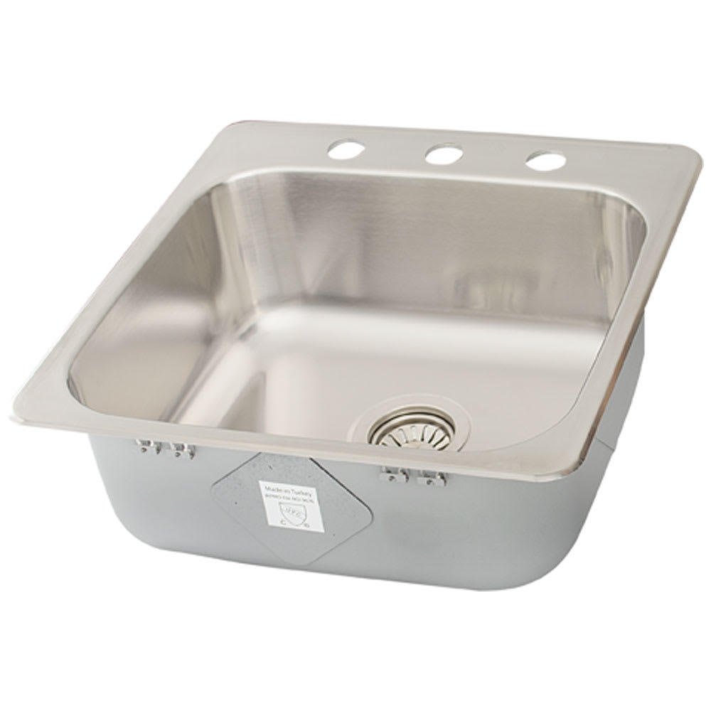 Évier de cuisine simple en acier inoxydable 20&nbsp;po&nbsp;x&nbsp;20&nbsp;3/8 po