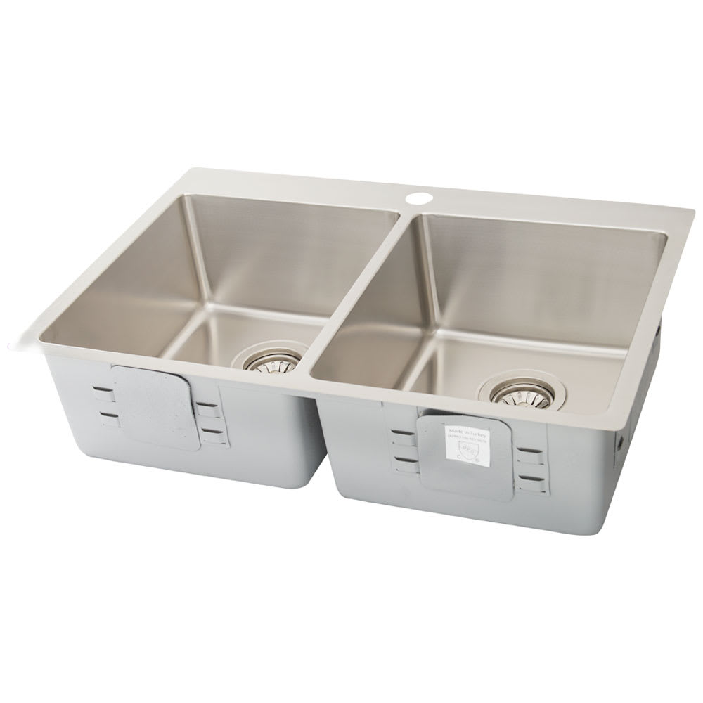 Évier de cuisine double en acier inoxydable 29 1/8 po x 19 11/16 po