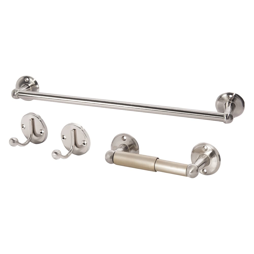 Euro Bathroom Accessories Kit Set/4 Brushed Nickel
