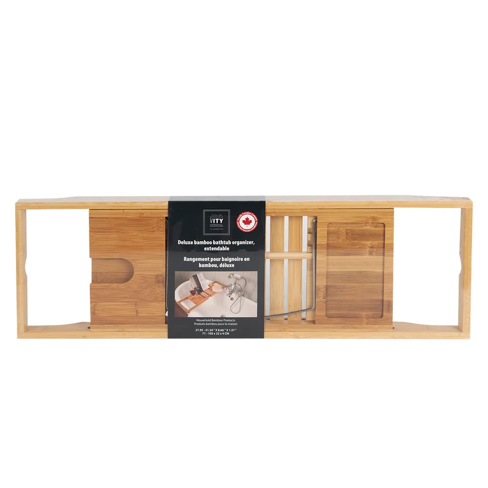 Bamboo Adjustable Bathtub Caddy