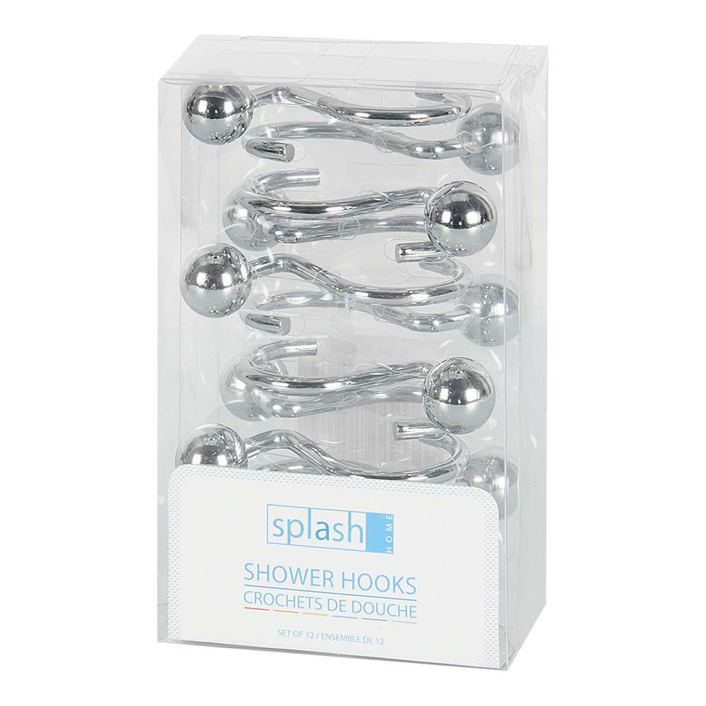 Crochets pour rideaude douche chrome Pqt/12