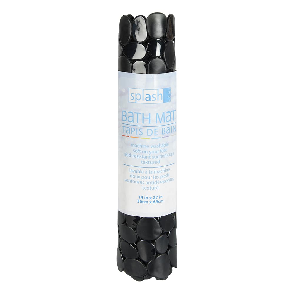 Tapis de bain en PVC noir 14&nbsp;1/4&nbsp;po&nbsp;x&nbsp;28&nbsp;po