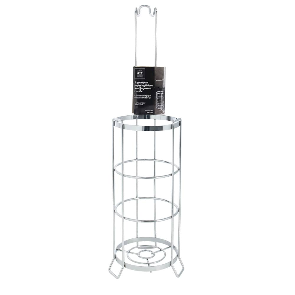 Free-Standing Toilet Paper Holder with Storage Chrome