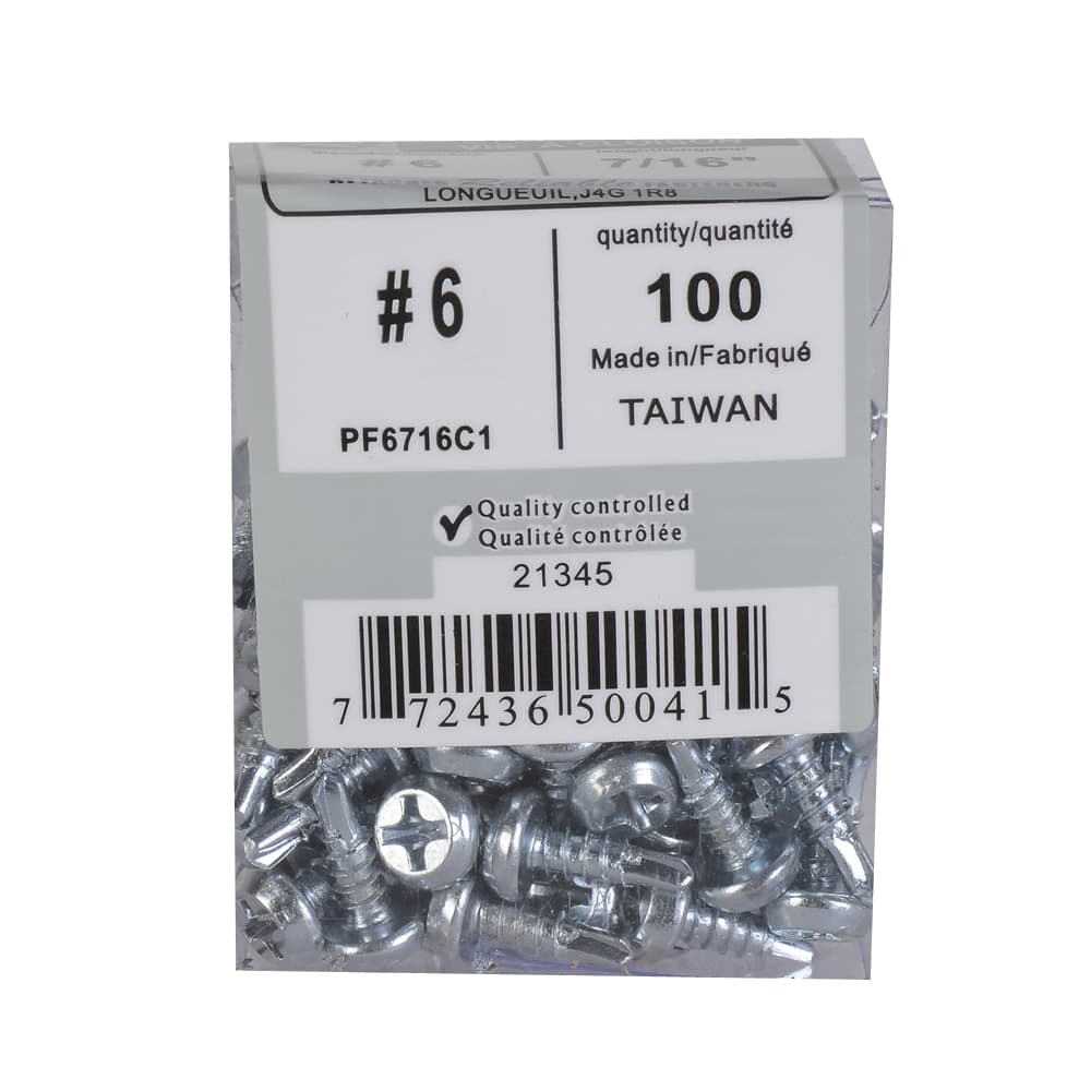 Self-Drilling Metal Screws 7/16 in. n° 6 Pkg/100