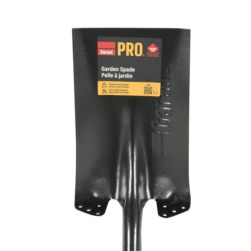 Pelle à jardin Pro carrée en acier trempé avec manche en bois 44 1/2 po GARANT