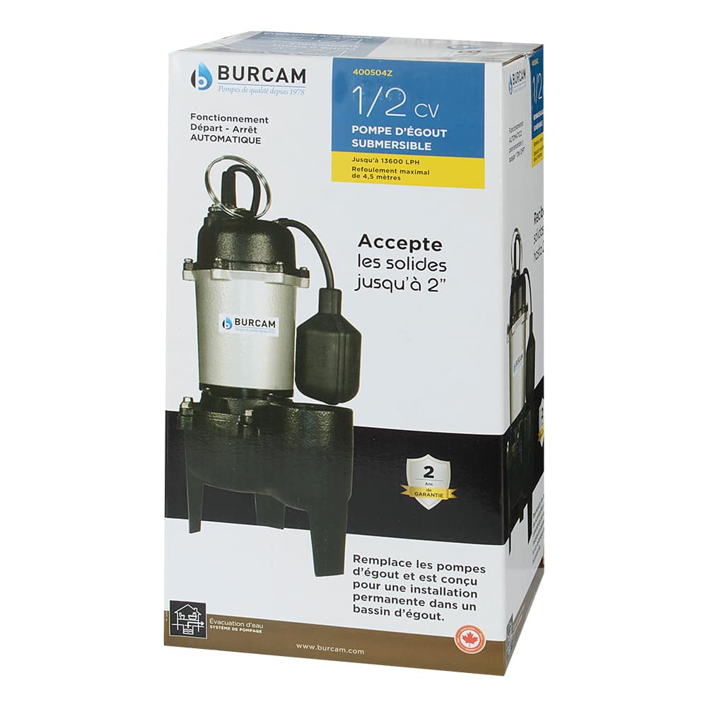 Pompe d'égout submersible 1/2 c.v.