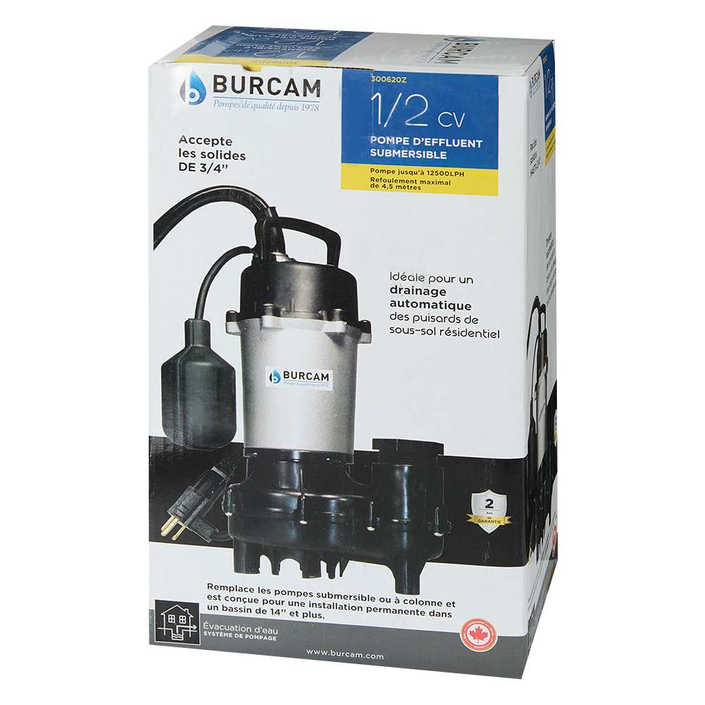 Pompe d'effluent submersible 1/2 c.v.