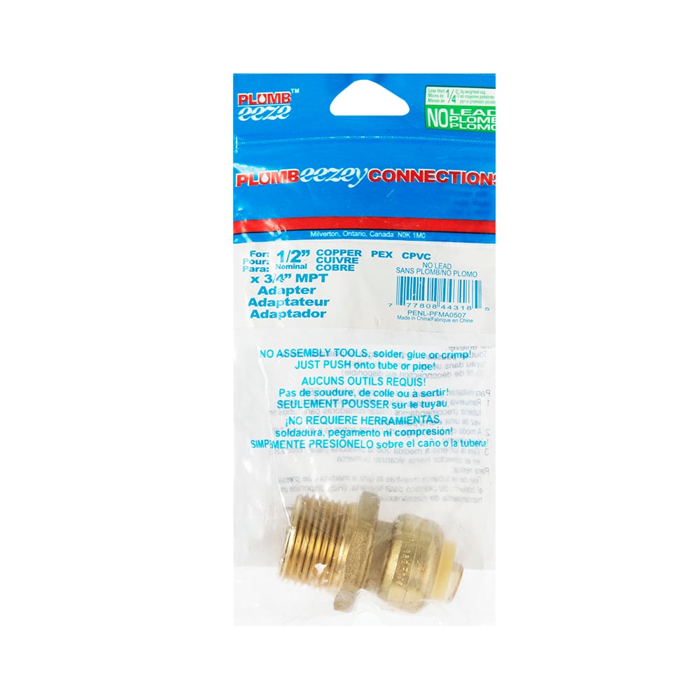 Adaptateur Easy-Grip Push 1/2 po x 3/4 po MPT