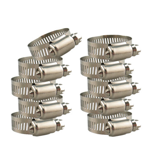 Colliers de serrage tout inox 1 po à 2 po Pqt/10
