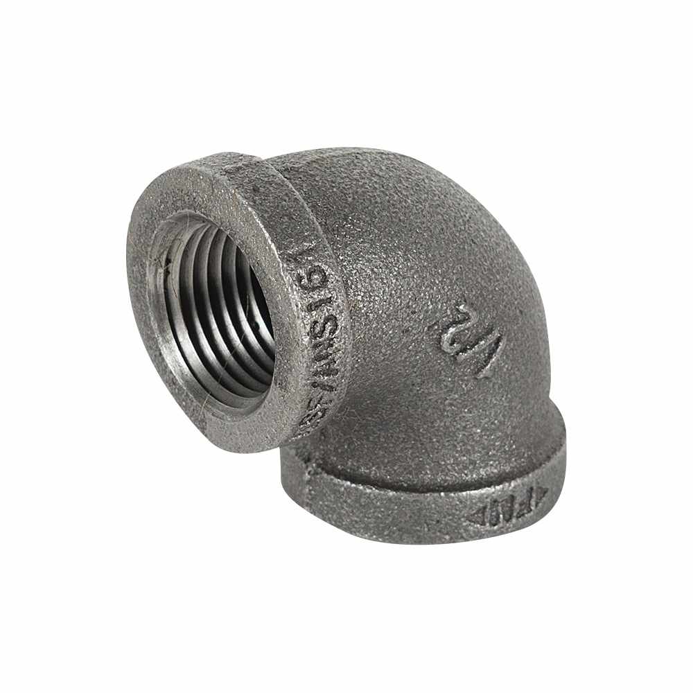 Coude 90° en acier noir 1/2&nbsp;po (FxF)