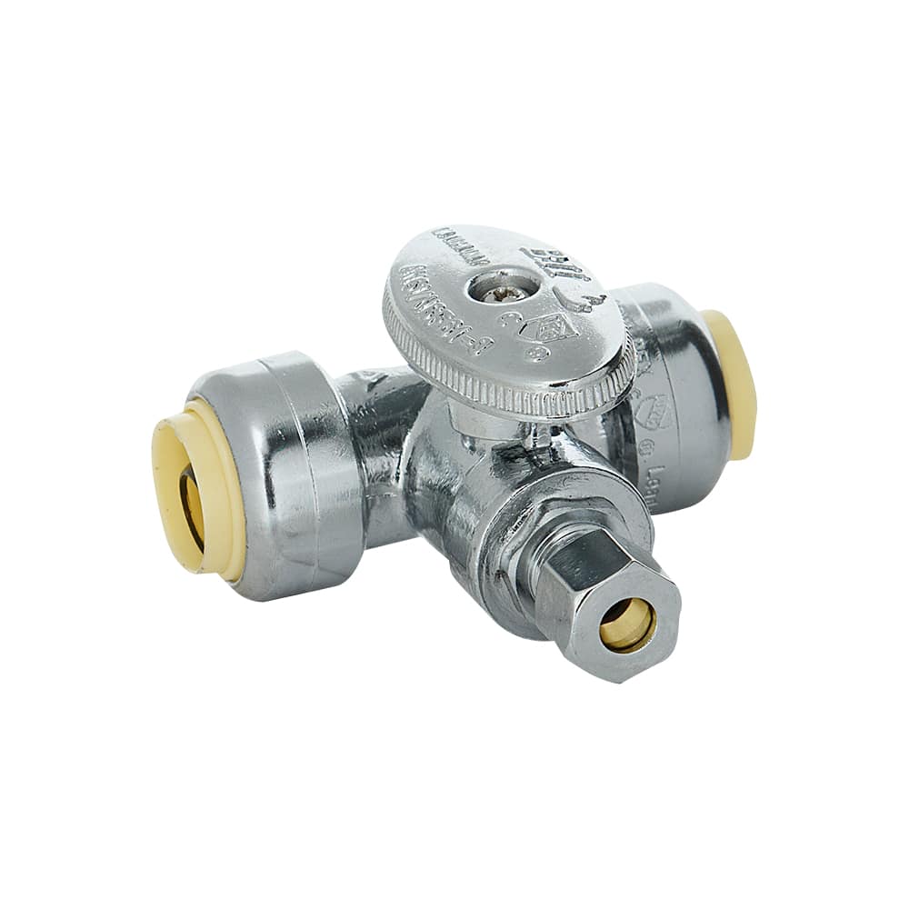 Valve en Té 1/2 po push x 1/4 po comp